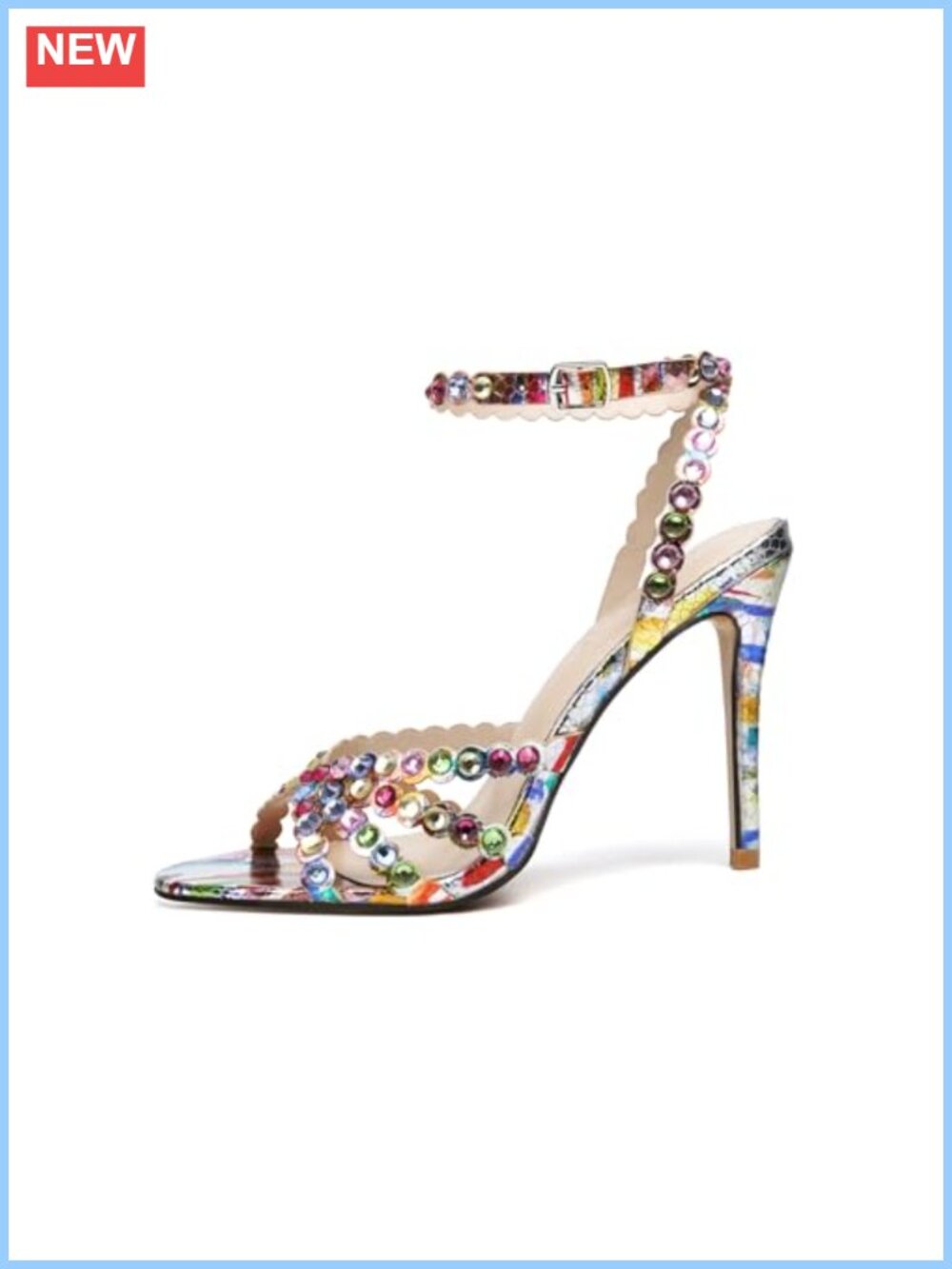 Rhinestone Stiletto High Heel Sandals Round Toe Dressy Evening